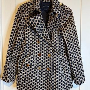 Jones New York Navy and Cream Trench Coat